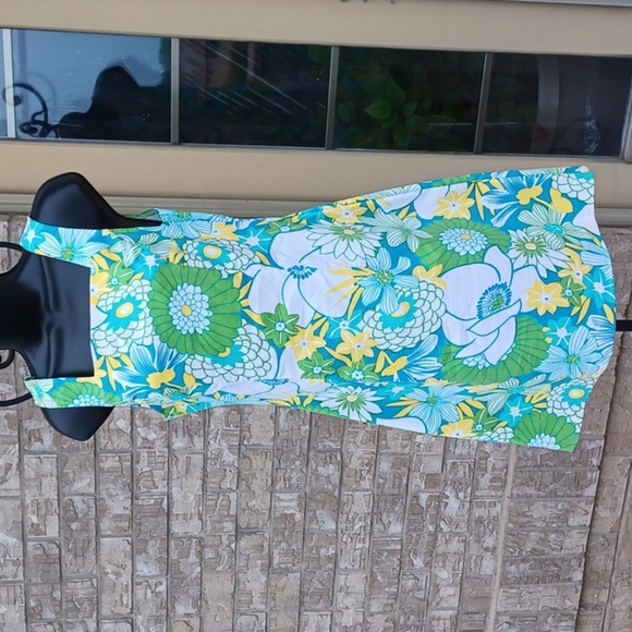 City Triangles Retro floral cotton blend dress, 70s style, vintage, sz 7/8 - Picture 1 of 6